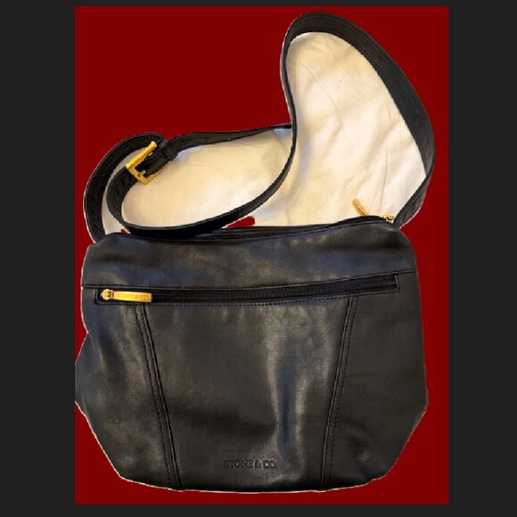 Ladies Stone & Co. Black Leather Hobo Bag Preowned - Picture 1 of 8